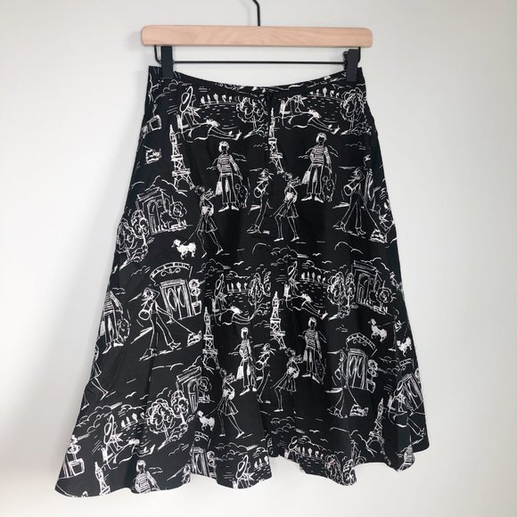 Vintage Paris Print Midi High Waisted Skirt Small - Picture 5 of 5